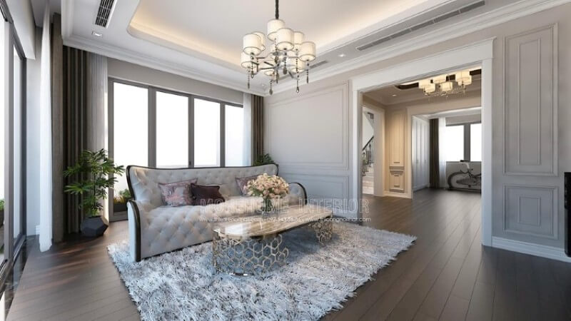 Mẫu sofa văng phong cách tân cổ điển độc đáo, tone màu trắng sữa nhẹ nhàng chủ đạo mang lại cho không gian một không gian sống sang chảnh, tiện nghi và không kém phần nổi bật Sofa tân cổ điển cao cấp