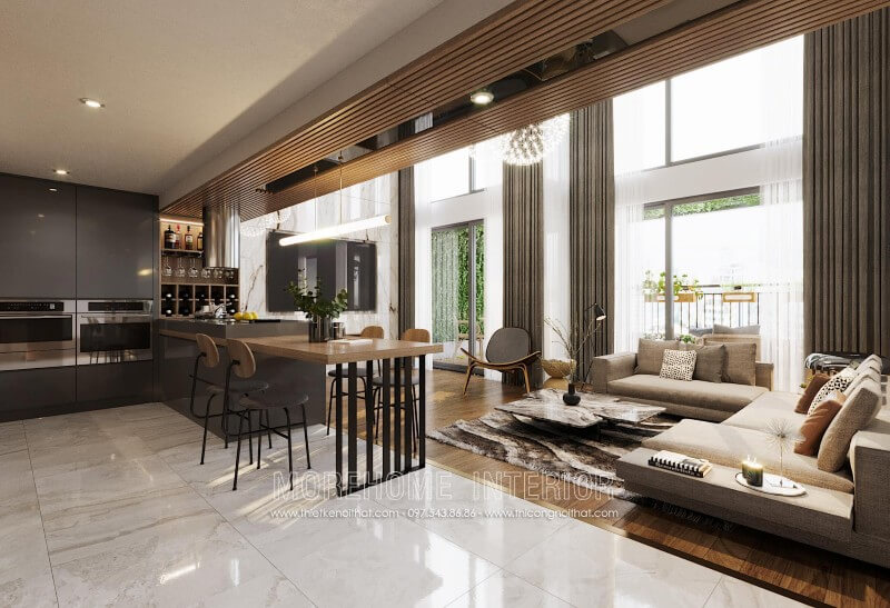 Nội thất căn hộ cao cấp được thiết kế theo lối hiện đại, đơn giản không quá cầu lỳ vào từng chi tiết nhỏ nhưng vẫn đảm bảo được sự sang trọng cũng như tiện nghi trong quá trình sử dụng Thiết kế chung cư