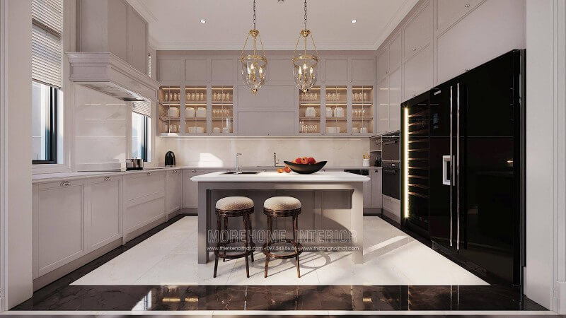 Mẫu tủ bếp hiện đại đẹp cao cấp cho nhà biệt thự ở hà nội Tủ bếp hiện đại, tủ bếp chữ u, tủ bếp chữ i, tủ bếp chữ l