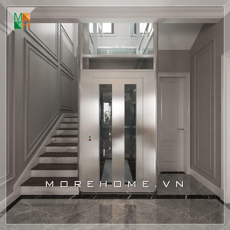 Mẫu thiết kế thang máy thông minh và hiện đại phù hợp cho thiết kế nội thất biệt thự, nhà phố cao cấp và sang trọng. Mẫu nội thất biệt thự đẹp