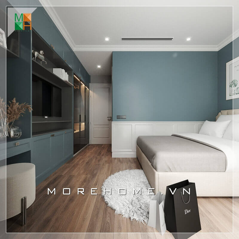 Lựa chọn một chiếc giường trong phòng ngủ phù hợp với không gian phòng cũng hết sức quan trọng, ở đây xin giới thiệu chiếc giường khung gỗ bọc sofa đầu giường màu trắng sữa cũng hết sức tinh tế và sang trọng. Mẫu nội thất biệt thự đẹp