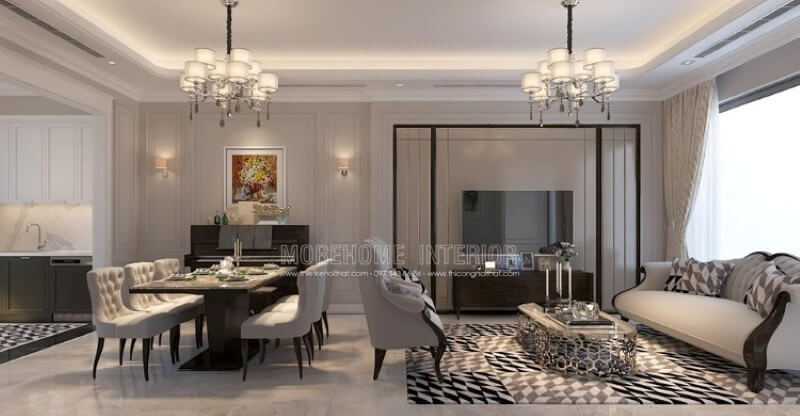 Mẫu trang trí nội thất biệt thự vườn phong cách tân cổ điển đầy mới lạ mà không kém phần trẻ trung, hiện đại