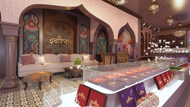 Mẫu thiết kế nội thất showroom Saffron đẹp theo phong cách Ấn Độ - Địa Trung Hải với cách bố trí nội thất độc đáo, ấn tượng
